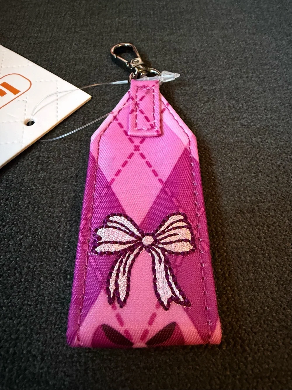 Lug Love Bow Oversized Bag Zipper Puller with Clasp Petite Bowgyle Purple (Pink)